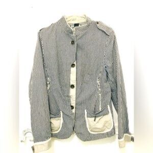 Classic Unique Navy and White Striped Desigual Blazer